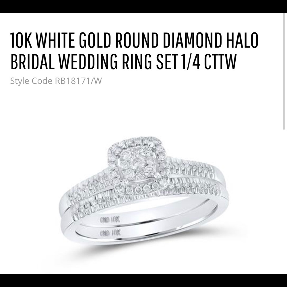 10K SOLID YELLOW OR WHITE GOLD ROUND DIAMOND HALO BRIDAL WEDDING RING SET 1/4CT